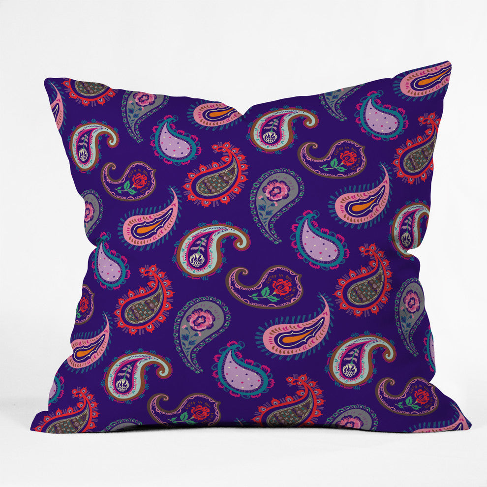 Deny Designs Pimlada Phuapradit Purple Paisleys Outdoor Throw Pillow