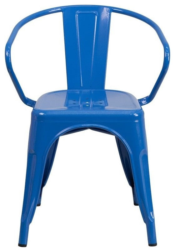 Flash Furniture Metal Stackable Dining Arm Chair in Blue