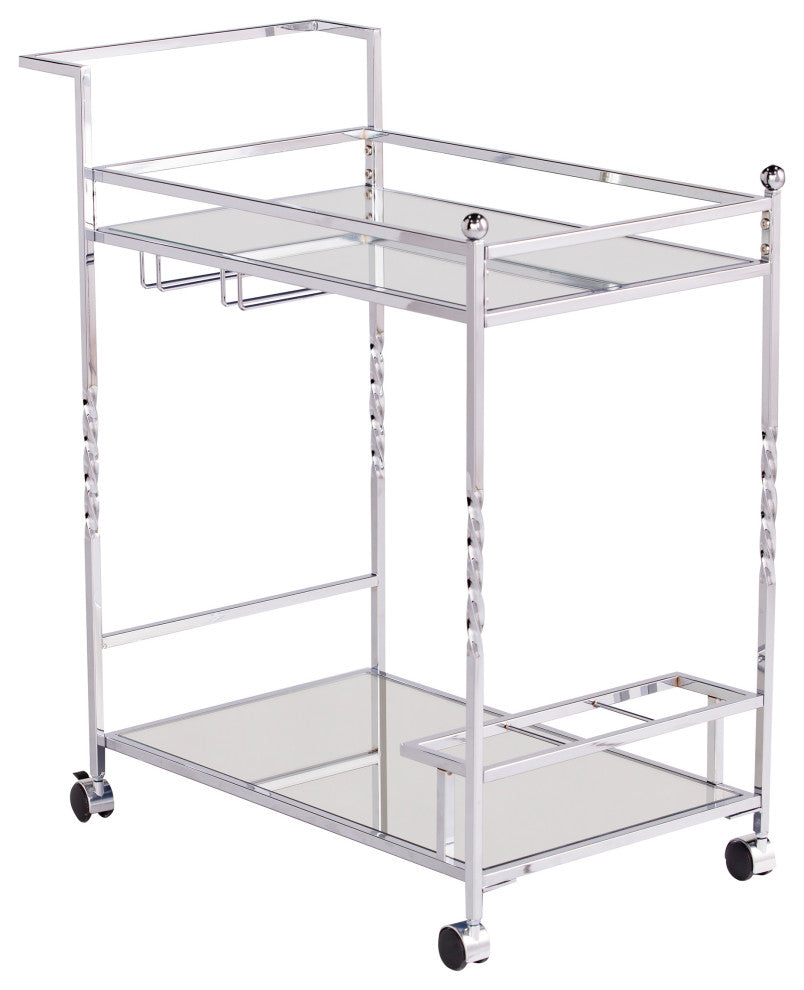 Heidi Metal Mirrored Bar Cart - Chrome