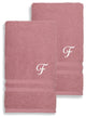 Denzi Hand Towels With Monogrammed Letter, Set of 2, F
