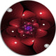 Red Fractal Flower With Illumination, Floral Round Metal Wall Art, 23"