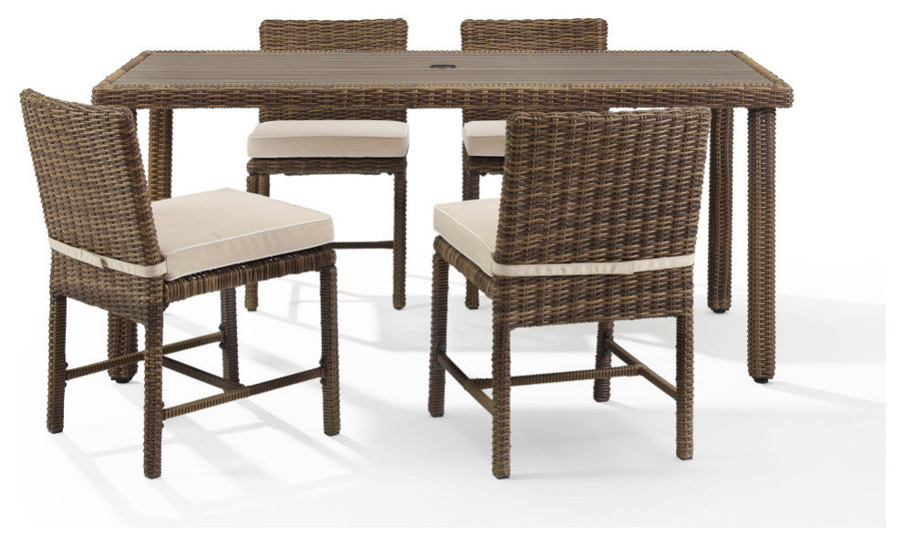 Bradenton 5Pc Wicker Outdoor Dining Set, Sand