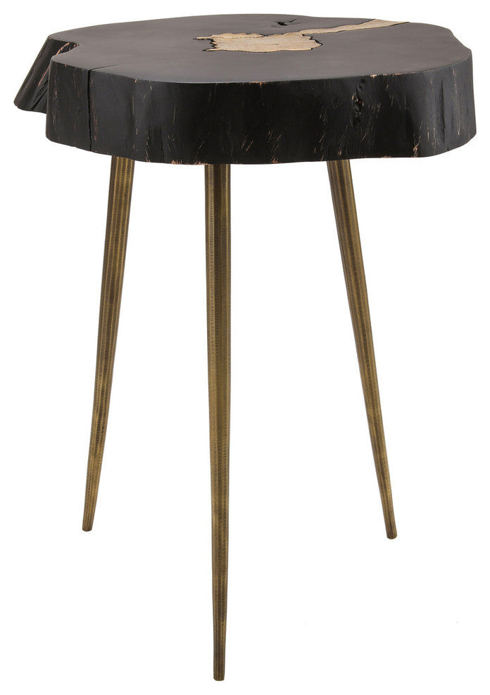 TOV Furniture Timber Black and Brass Side Table