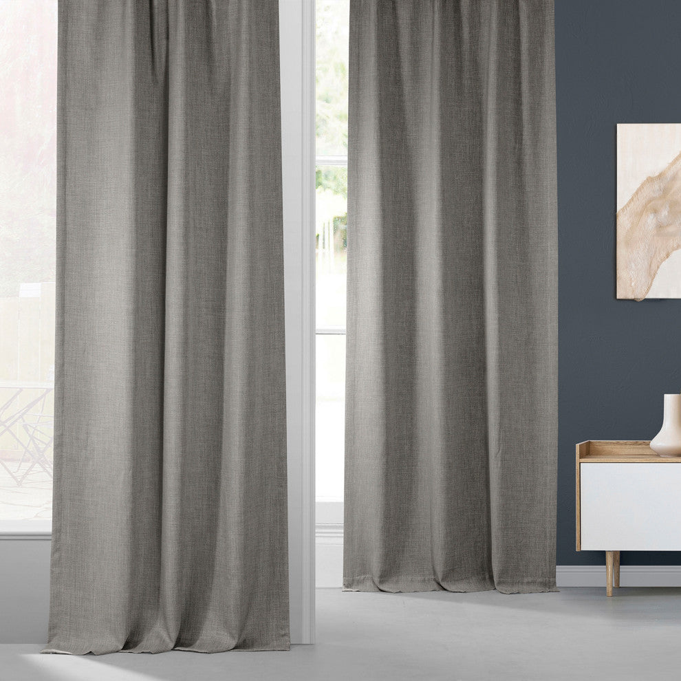Faux Linen Darkening Curtain Single Panel, Clay, 50"x120"