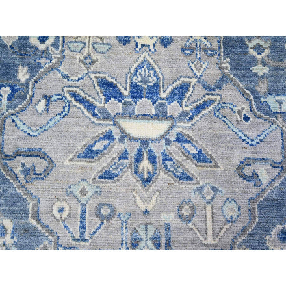 Steel Blue, Anatolian Village Inspired Soft Wool Hand Knotted Rug, 8'x10'1"