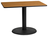 Dyersburg 24"x42" Rectangular Natural Laminate Table Top With 30" Round Base