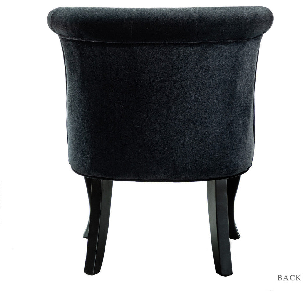 Upholstered Accent Chair With Tufted Back, Set of 2, Black