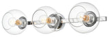 3 Light Chrome And Clear Bath Sconce