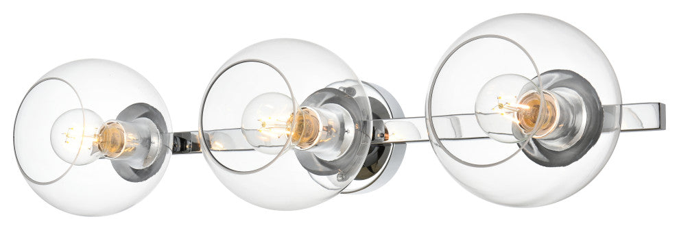 3 Light Chrome And Clear Bath Sconce