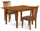 3 Pc Set Milan Kitchen Table Featuring Leaf, 2 Seat Chairs In Saddle Brown