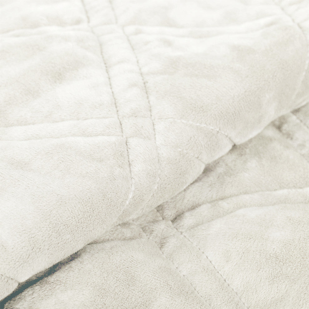 Supersoft Microplush Quilted 4-Piece Bed Spread Set, Antique White, Queen