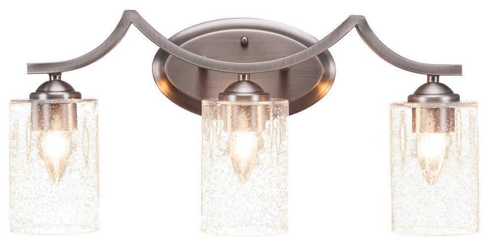 Zilo 3 Light Bath Bar With 3.5" Clear Bubble Glass