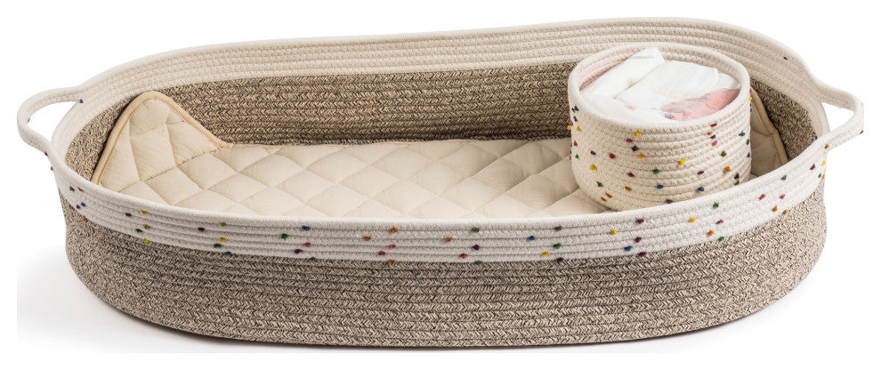 Macrame Boho Theme Moses Basket for Babies, Handmade, 100% Cotton Rope
