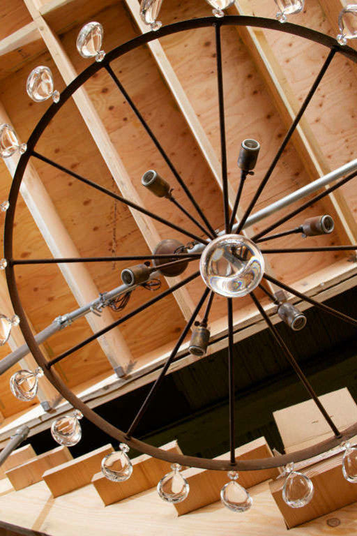 Rusted Wagon Wheel Chandelier