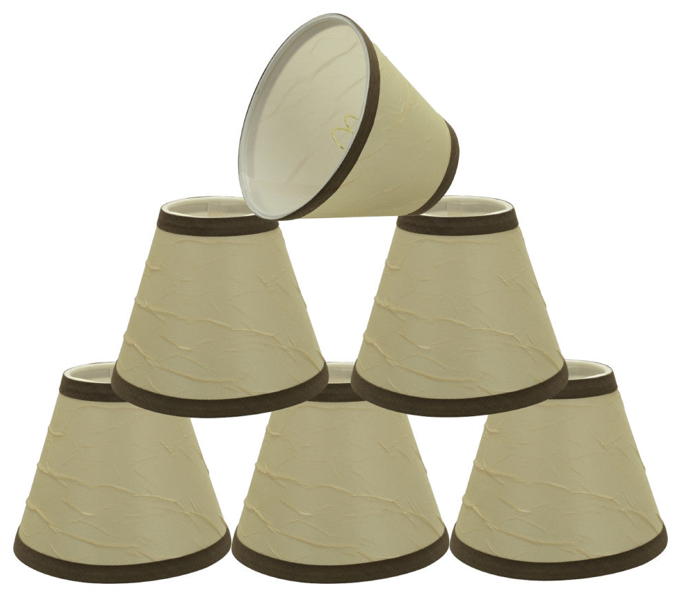 32121-6 Small Hardback Empire  Chandelier Clip On Lamp Shade Beige 3"x6"x5"
