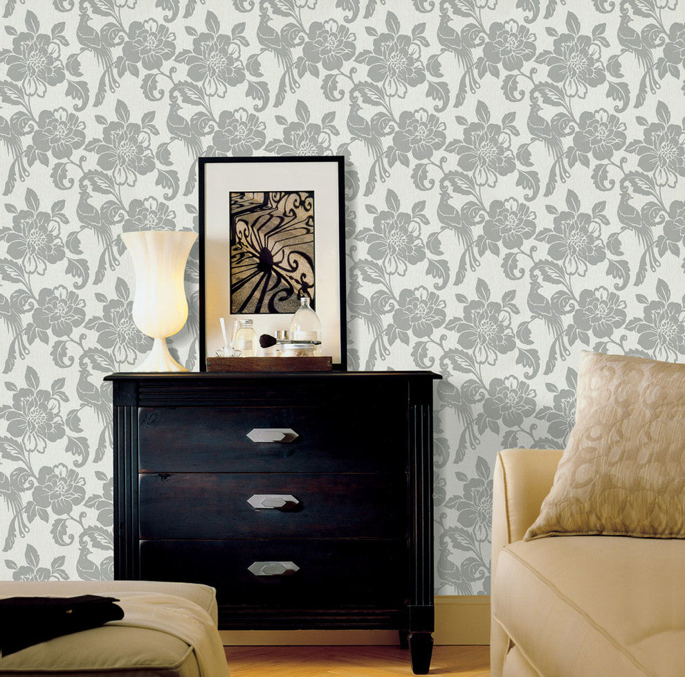 Spring Garden Wallpaper, White and Yellow