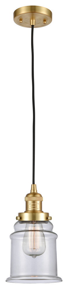 Canton 1 Light Mini Pendant, Satin Gold, Clear