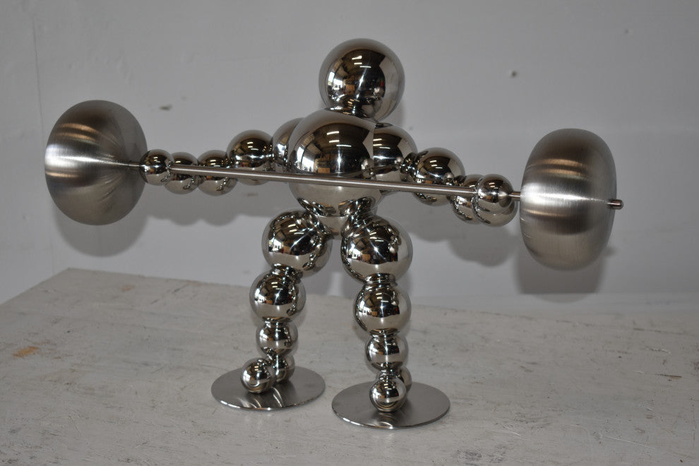 Modern Art Weightlifter Second Pull Position Chrome Statue Size: 20" x 9" x 12
