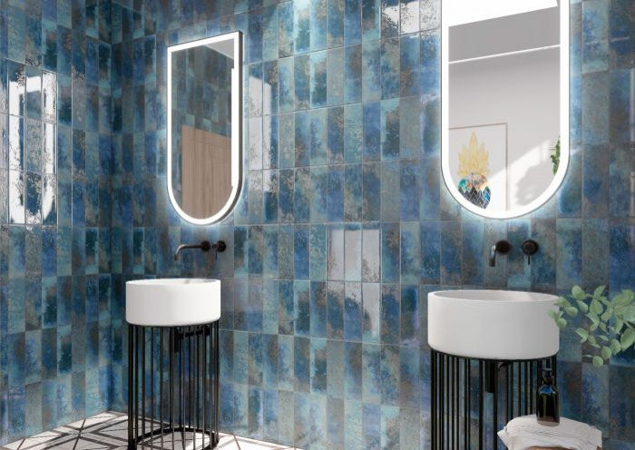 Marza Cobalt 4X12 Glossy Subway Tile, (4x4 or 6x6) Max Order One Sample