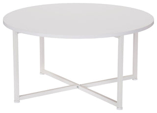 Jamestown Round Coffee Table Scandinavian White and White Metal