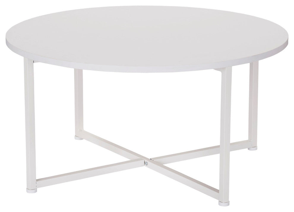 Jamestown Round Coffee Table Scandinavian White and White Metal