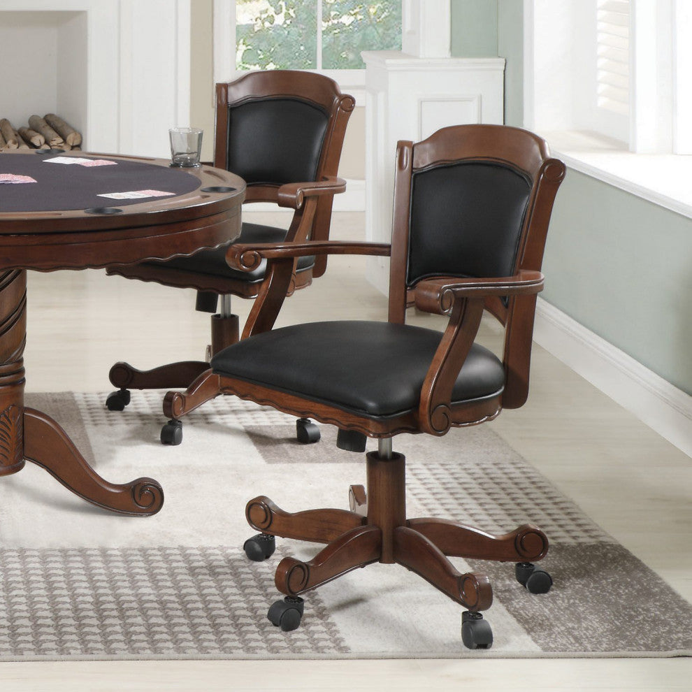 Black Leatherette Arm Chair, Tobacco