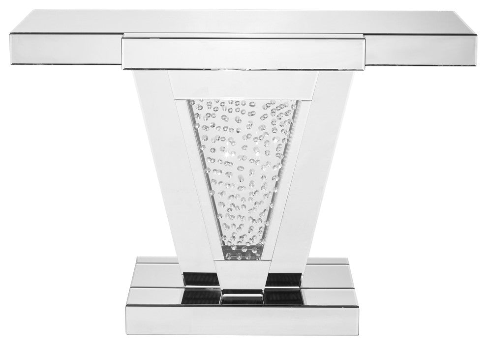 47" Rectangle Crystal Console Table, Clear Mirror Finish