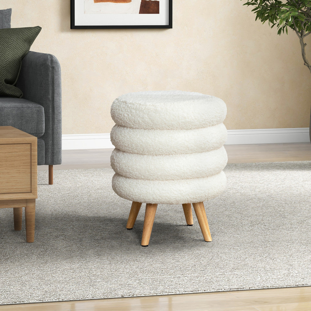 Flavio 15.7"W Ottoman, Ivory