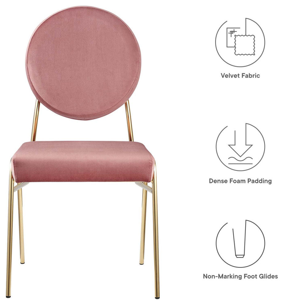 Craft Performance Velvet Dining Side Chair, Gold Dusty Rose