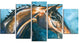 Brown Horse on Blue Watercolor, Abstract Canvas Art Print, 60"x32", 5 Panels