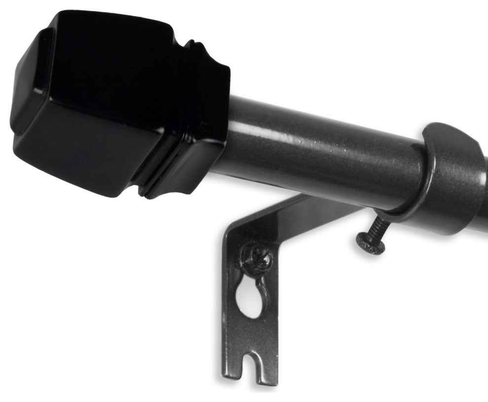 Nona 5/8" Curtain Rod, Black, 28-48"