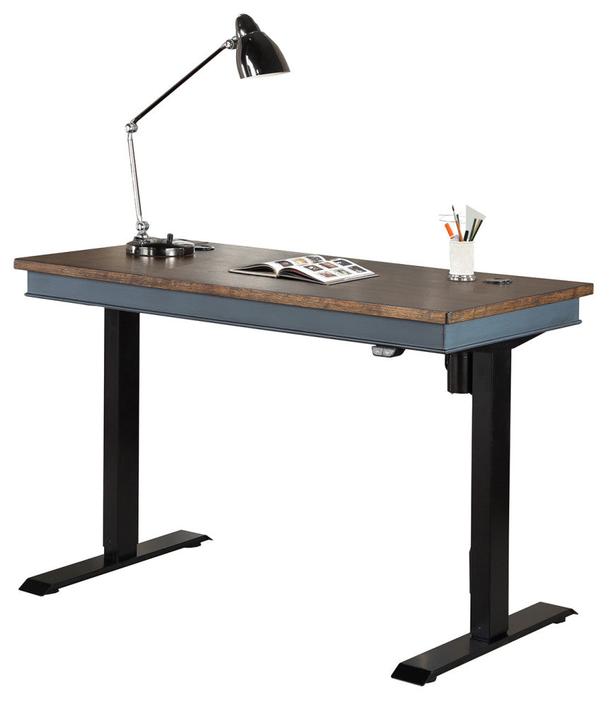 Farmhouse Electric Sit/Stand Desk Height Adjustable Table Blue