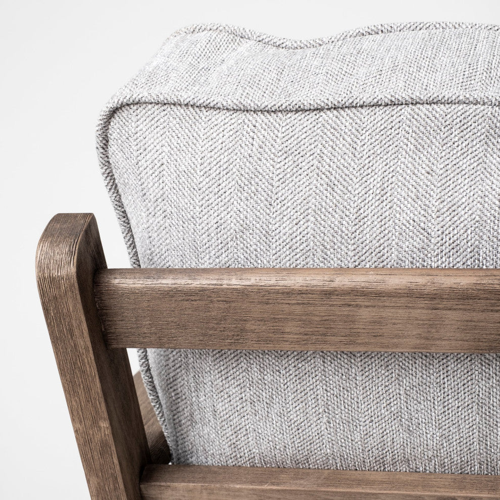 HomeRoots Frost Grey Fabric Wrapped Honey Wooden Frame Accent Chair