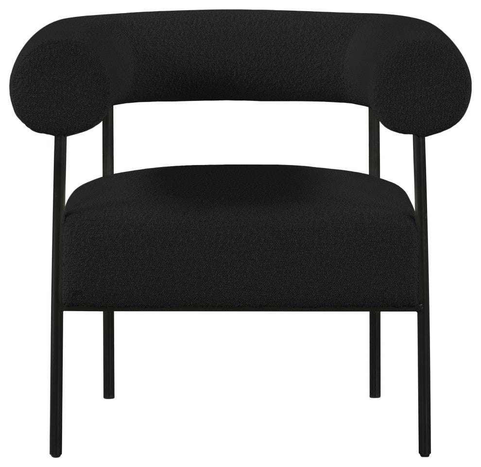 Blake Boucle Fabric Upholstered Accent Chair, Black