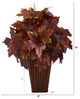 19" Autumn Maple Leaf Artificial Plant, Decorative Planter