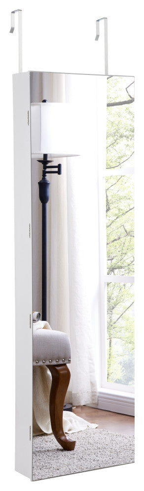 Door/Wall Jewelry Cabinet With Mirror, LED Light