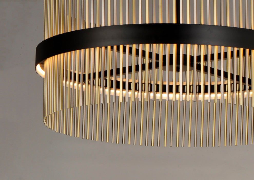 ET2 E34207 Chimes 34"W LED Drum Chandelier - Black / Satin Nickel / Satin Brass