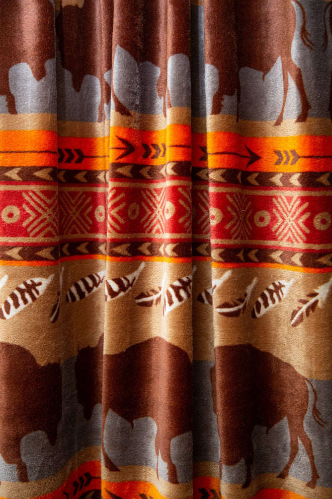 Roaming Bison Southwestern Striped Curtain Panels (Set of 2) 54" x 84"