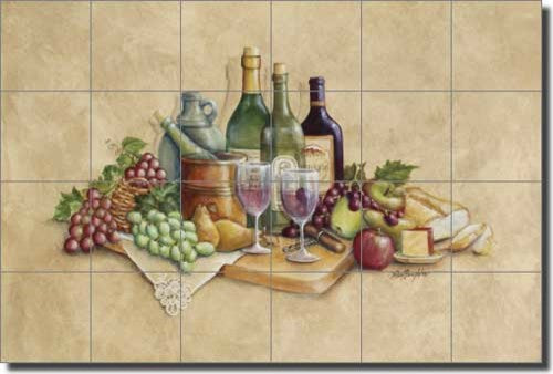 Broughton Wine Grapes Ceramic Tile Mural Backsplash