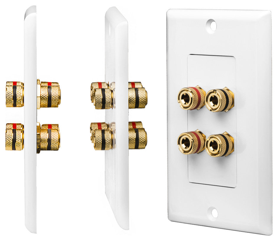 4 Terminal Decora Speaker Binding Wall Plate