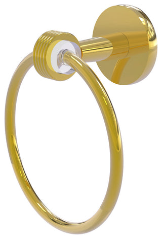 Clearview Towel Ring with Groovy Accents, Polished Brass