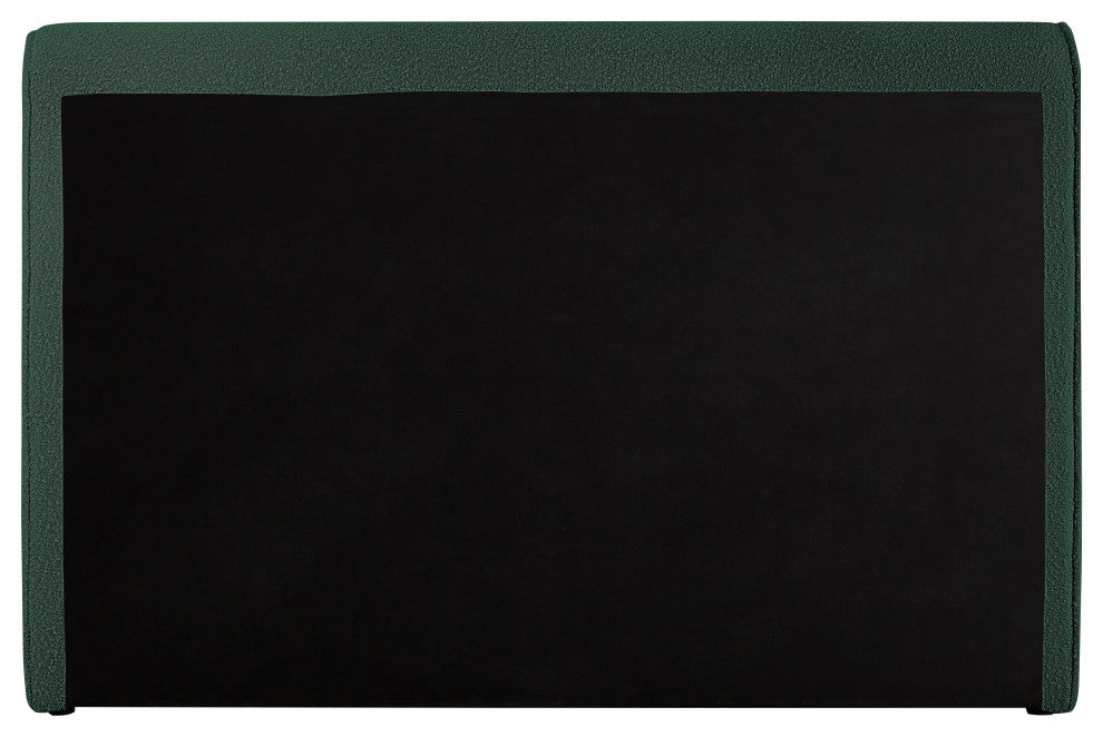 Stylus Black Boucle Fabric Full Bed, Green, Queen
