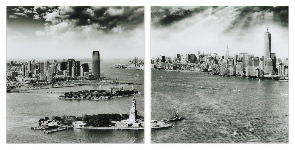 "New York Skyline" Glass Wall Art Frameless Free Floating Tempered Glass Print