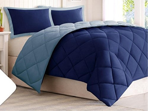 Madison Park Microfiber Solid Comforter Mini Set, Navy, Twin/Twin Xl