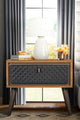 Coco Rustic Single Drawer Oak Wood and Faux Leather Nightstand