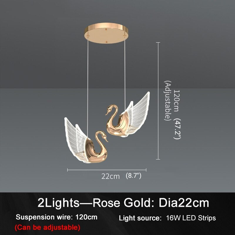MIRODEMIÂ® Amirat Swan Design Gold Chandelier For Stairwell, L2rg