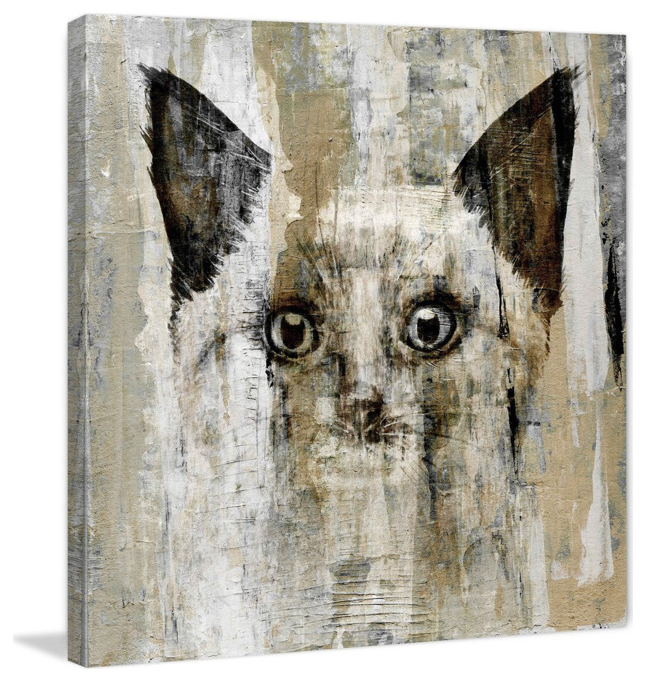 "Brown-Eyed Cat" Painting Print on Wrapped Canvas, 24"x24"