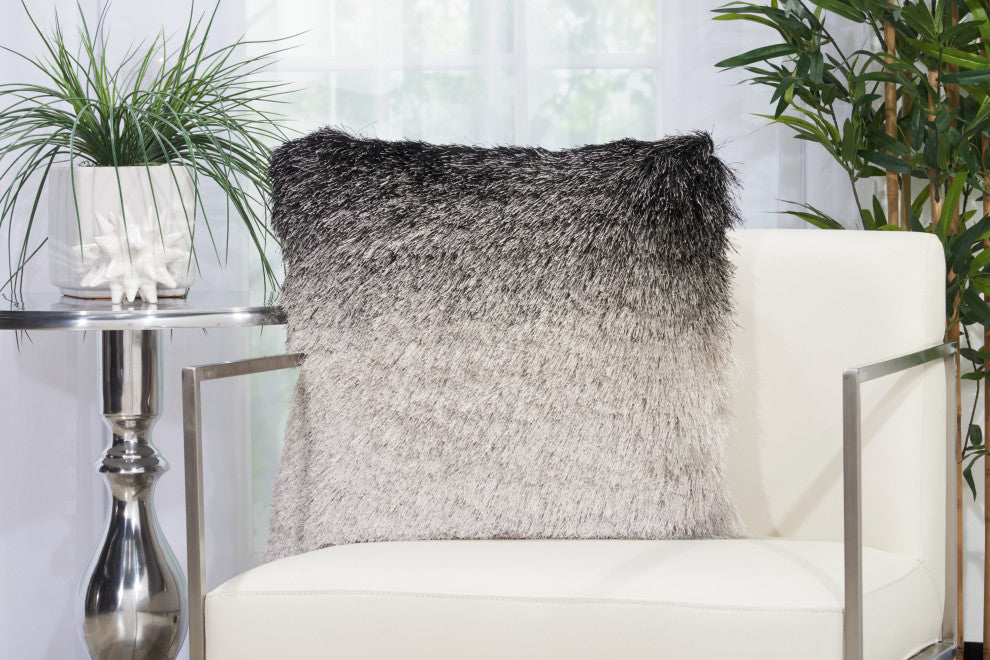 Mina Victory TR011 Throw Pillow, Black/Silver, 20" x 20"
