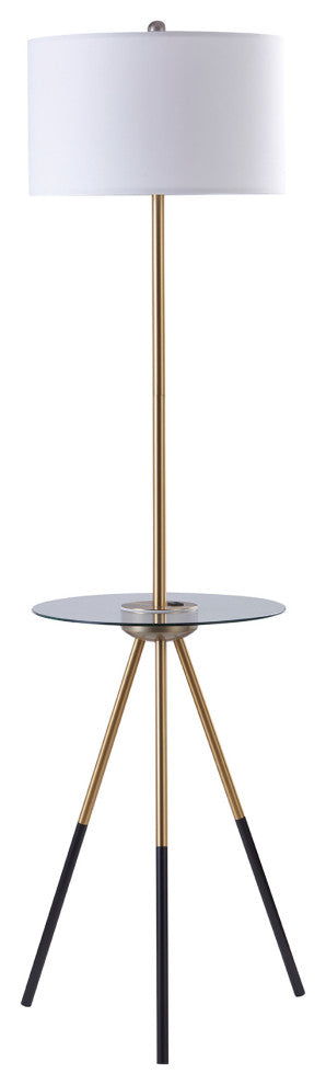 Floor Lamp with Glass Table and Built-In USB