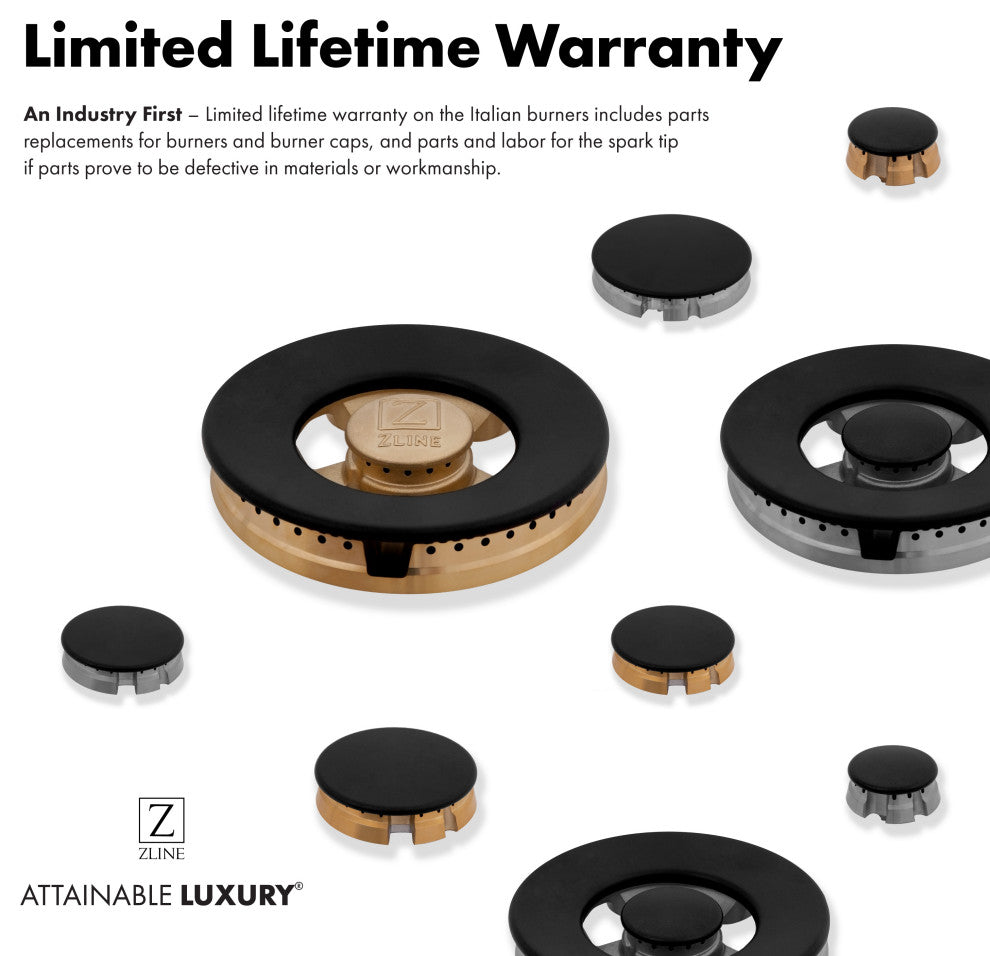 ZLINE Freestanding Range in Black Stainless Steel with Brass Burners (RAB-60)